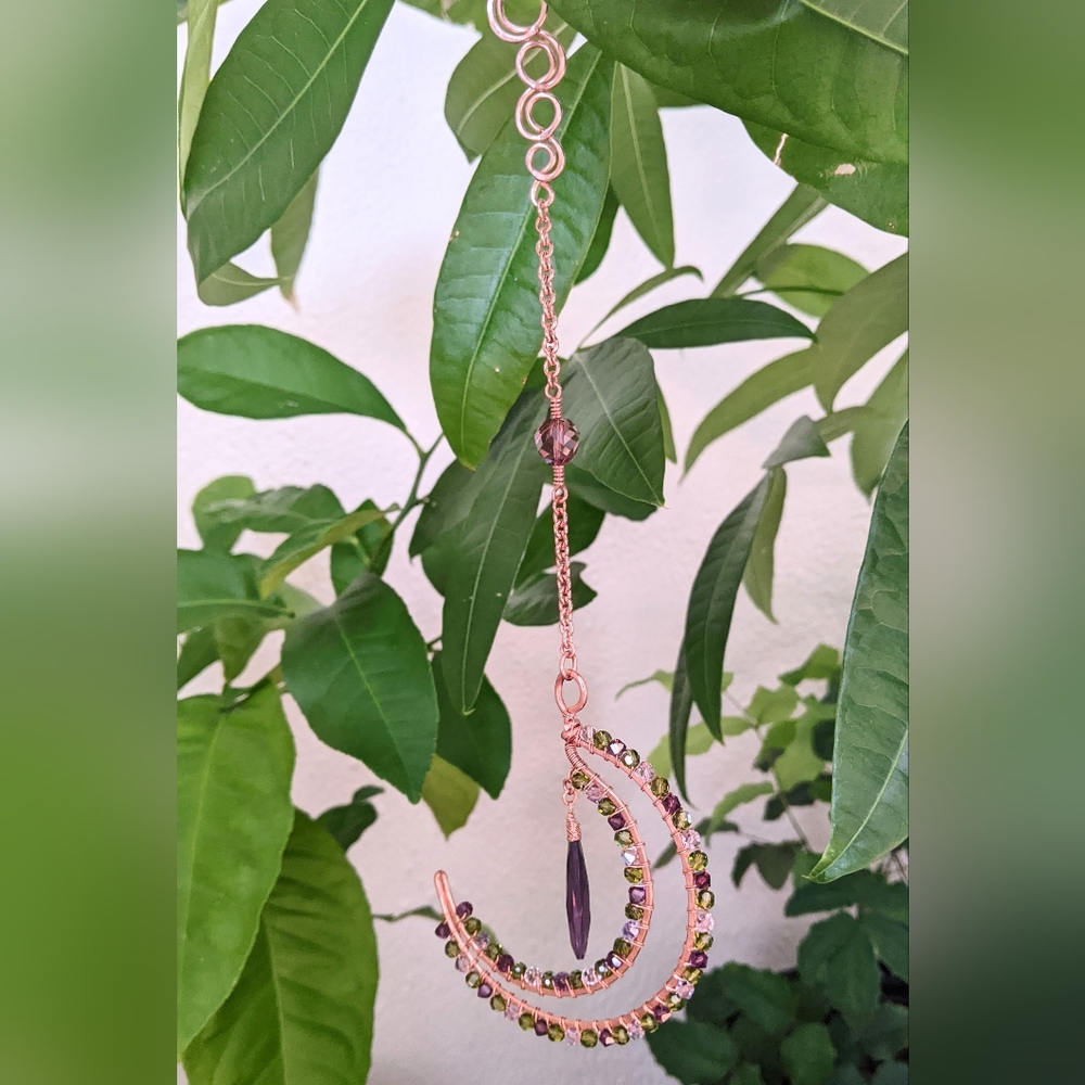 Window Prism Sparkly Copper Moon Ornament Swarovski Crystal Accents - Picture 12 of 14